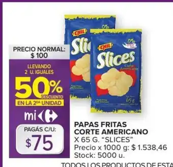 Carrefour Slices Papas Fritas Corte Americano x 65 g oferta