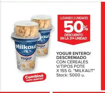 Carrefour Milkaut Yogur Entero Descremado Con Cereales V/Tipos Pote x 155g oferta