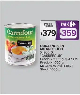 Carrefour Carrefour Duraznos En Mitades Light x 800g oferta