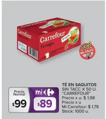 Carrefour Carrefour Té En Saquitos Sin Tacc x 50 u. oferta