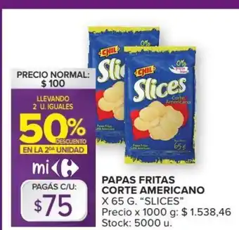Carrefour Market Slices Papas Fritas Corte Americano x 65 g oferta