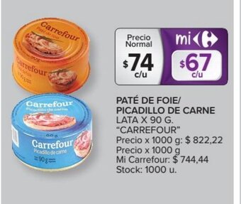 Carrefour Market Carrefour Paté De Foie/Picadillo De Carne lata x 90 g oferta