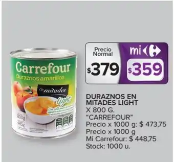Carrefour Market Carrefour Duraznos En Mitades Light x 800g oferta