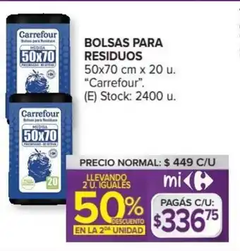 Carrefour Market Carrefour Bolsas Para Residuos 50x70 cm x 20 u oferta