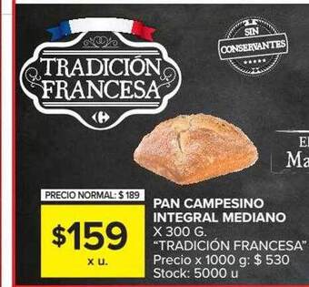 Carrefour Pan Campesino Integral Mediano oferta