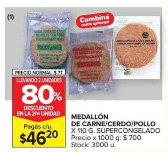 Carrefour Market Medallón De Carne Cerdo Pollo Supercongelado Llevando 2 Unidades 70% Descuento En La 2da Unidad oferta