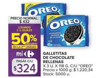 Carrefour Galletitas De Chocolate Rellenas oferta