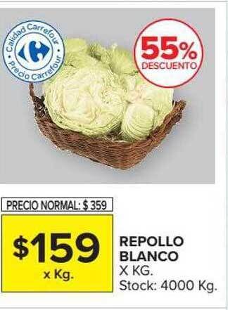 Carrefour Market Repollo Blanco 55% Descuento oferta