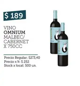 Disco Vino Omnium Malbec-Cabernet x750 cc oferta