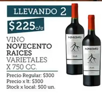 Disco Vino Novecento Raices x750 cc oferta
