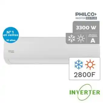 Frávega Aire acondicionado split inverter frío/calor philco eco plus 2800f 3300w phin32h17n oferta