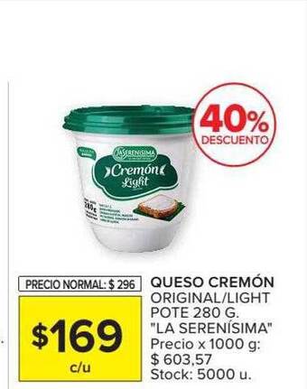 Carrefour Queso Cremón Original Light Pote oferta