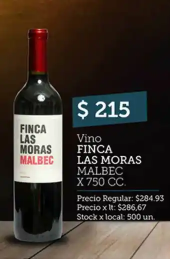 Disco Vino Finca Las Moras Malbec x750 cc oferta
