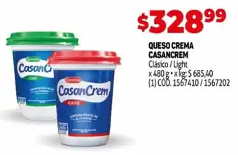 Makro Casancrem Queso Crema Clásico/Light x 480 g oferta
