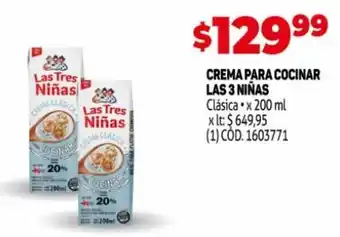 Makro Las 3 Niñas Crema Para Cocinar Clásica x 200 ml oferta
