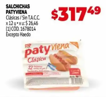 Makro Patyviena Salchichas Clásicas/Sin T.A.C.C x 12 u oferta