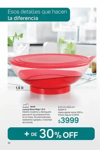 Luxury Bowl Rojo 1.5 Lt