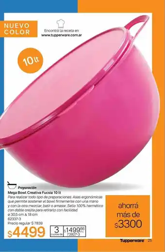 Tupperware Mega Bowl Creativa Fucsia 10 Lt oferta