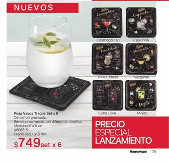 Posa Vasos Tragos Set X 6