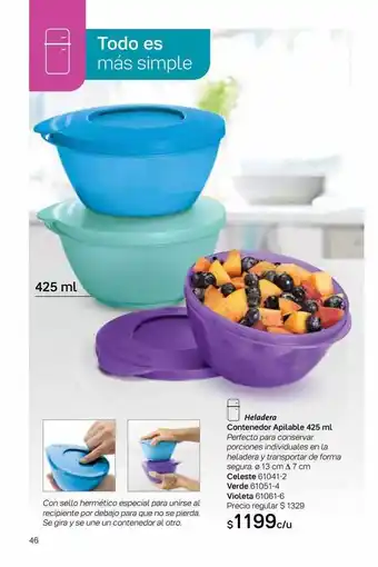Tupperware Heladera Contenedor Apilable 425ml oferta
