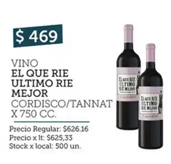 Disco Vino El Que Rie Ultimo Rie Mejor Cordisco-Tannat x750 cc oferta