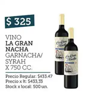 Disco Vino La Gran Nacha Garnacha-Syrah x750 cc oferta