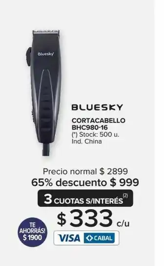 Carrefour Maxi Bluesky Cortacabello BHC980-16 500 u oferta