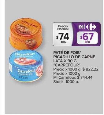 Carrefour Market Paté De Foie Picadillo De Carne oferta