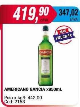 Maxiconsumo Americano Gancia oferta