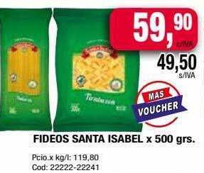 Maxiconsumo Fideos Santa Isabel oferta