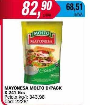 Maxiconsumo Mayonesa Molto D Pack oferta