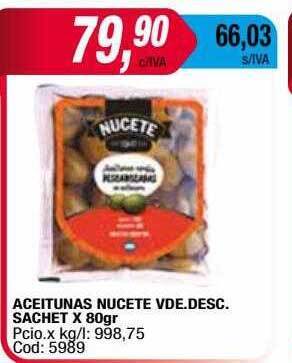 Maxiconsumo Aceitunas Nucete Vde Desc Sachet oferta