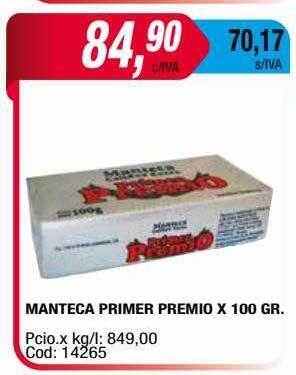Maxiconsumo Manteca Primer Premio oferta