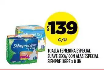 Supermercados Toledo Toalla Femenina Especial Suave Seca Con Alas Especial Siempre Libre oferta
