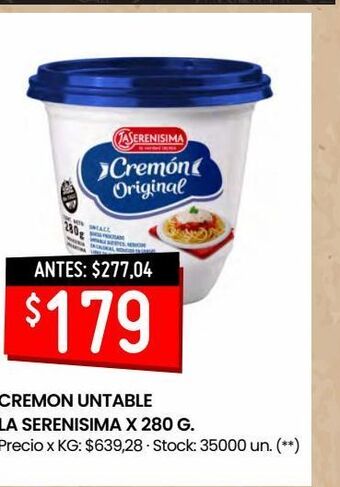 Changomas Cremon untable la serenisima x 280 g oferta