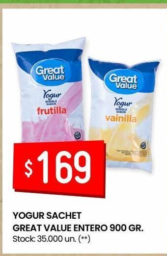 Changomas Yogur sachet great value entero 900 gr. oferta