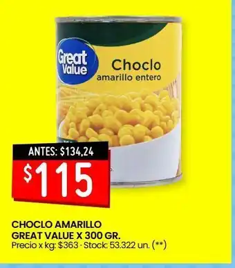 Changomas Choclo amarillo great value x 300 gr oferta