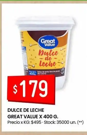 Changomas Dulce de leche great value x 400 g. oferta