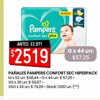Changomas Pañales pampers confort sec hiperpack oferta