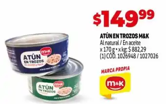 Makro m&k Atún Trozos Al natural/En aceite x 170 g oferta