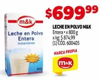 Makro m&k Leche En Polvo Entera x 800 g oferta