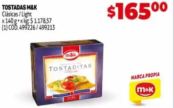 Makro m&k Tostadas Clásica/Light x 140 g oferta