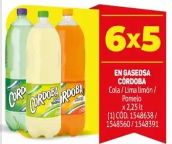 Makro Córdoba En Gaseosa Cola/Lima limón/Pomelo x 2,25 lt. oferta