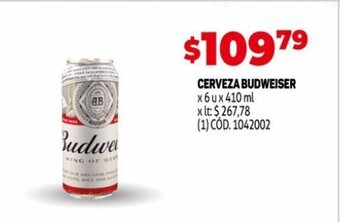Makro Budweiser Cerveza x 6 u x 410 ml oferta