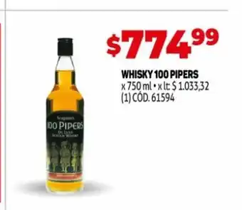 Makro 100 Pipers Whisky x 750ml oferta