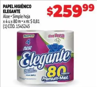 Makro Elegante Papel Higiénico Aloe, Simple hoja x 4 U x 80 m oferta