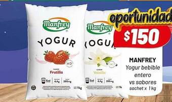Almacor Manfrey Yogur Bebible Entero Vs Sabores oferta