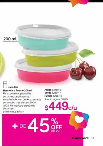 Tupperware Heladera Hermético Poeme 200 Ml oferta