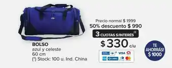 Carrefour Maxi Bolso Azul Y Celeste 60 cm oferta