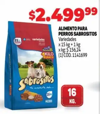 Makro Sabrositos Alimento Para Perros 15 Kg. + 1 Kg. oferta